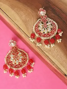OOMPH Red Contemporary Chandbalis Earrings