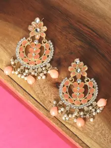 OOMPH Pink & White Floral Chandbalis Earrings