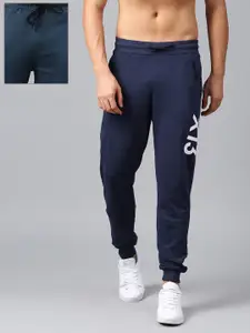 HRX by Hrithik Roshan Men Pack of Navy Pure Cotton Joggers & Athleisure Track Pants