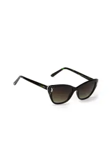 ENRICO Women Brown Lens & Green Cateye Sunglasses - EN P 1092 C1-Brown