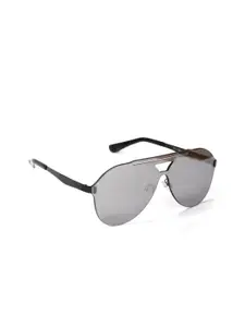ENRICO Men Grey Lens & Black Aviator Sunglasses - EN E 3024 C1-Grey