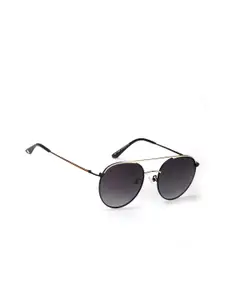 ENRICO Men Black Lens & Gold-Toned Round Sunglasses - EN P 1097 C3-Black