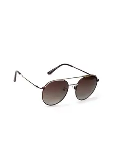 ENRICO Men Brown Lens & Silver-Toned Round Sunglasses - EN P 1097 C2-Brown