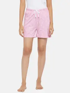 Dreamz by Pantaloons Women Pink & White Printed Pure Cotton Lounge Shorts