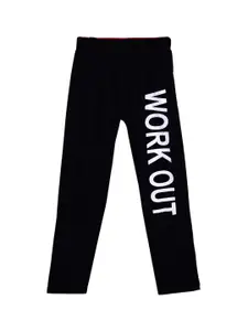SWEET ANGEL Boys Black & White Workout Printed Straight-Fit Cotton Track Pants