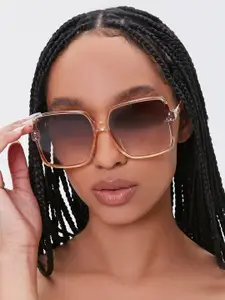 FOREVER 21 Women Brown Lens & Brown Square Tinted Sunglasses