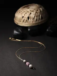 Adwitiya Collection Women Pink & Gold-Plated  24CT Minimal Antique Chain With Pendant
