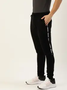 Flying Machine Men Black Solid Joggers with Print Detailing