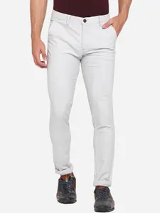 JADE BLUE Men Grey Slim Fit Pure Cotton Chinos