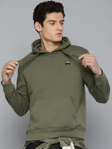 Wrangler Men Olive Green Hooded Sweatshirt