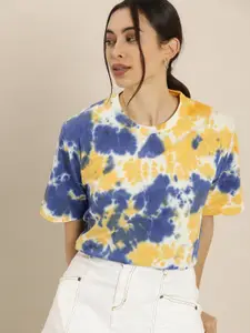 Difference of Opinion Women Multicoloured Tie and Dye Dyed Oversized T-shirt
