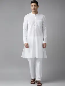 See Designs Men White Solid Pure Cotton Kurta with Pyjamas