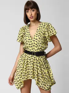 FOREVER 21 Yellow Floral Mini Dress