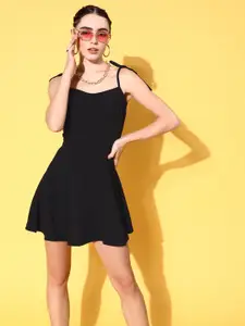 Veni Vidi Vici Black Solid Fit & Flare Bustier Dress