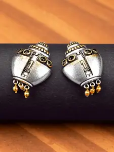 Voylla Silver-Plated & Gold-Toned Diamond Shaped Studs Earrings