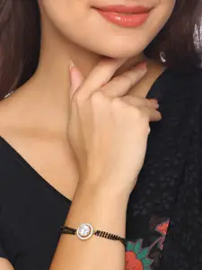 THE AAB STUDIO Gold-Plated & White AD-Studded & Beaded Mangalsutra Bracelet