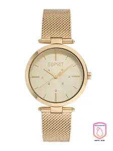 ESPRIT Women Gold-Toned Dial & Stainless Steel Bracelet Style Straps Analogue Watch