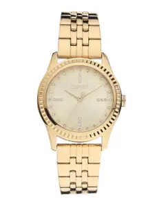 ESPRIT Women Gold Toned Stainless Steel Bracelet Style Straps Analogue Watch ES1L222M0065