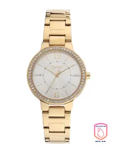 ESPRIT Women Gold-Toned Embellished Dial & Stainless Steel Straps Analogue Watch