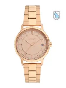 ESPRIT Women Rose Gold-Toned Dial Stainless Steel Bracelet Style Straps Analogue Watch