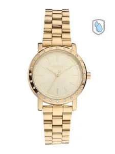 ESPRIT Women Copper-Toned Embellished Dial & Gold Toned Stainless Steel Straps Analogue Watch ES1L298M0065