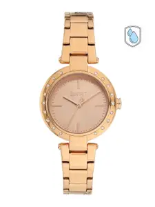 ESPRIT Women Rose Gold-Toned Dial & Multicoloured Stainless Steel Bracelet Style Straps Analogue Watch