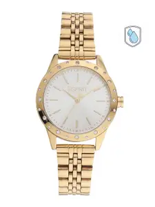 ESPRIT Women White Dial & Gold Toned Stainless Steel Straps Analogue Watch
