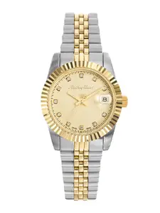 Mathey-Tissot Women Gold-Toned Stainless Steel Bracelet Style Straps Watch D810BDI