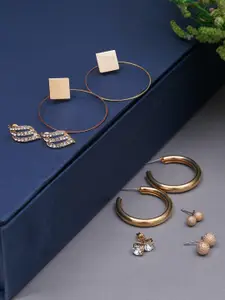 KARATCART Set of 6 Gold-Toned Contemporary Studs Earrings