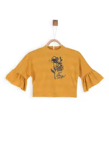 Tiny Baby Girls Mustard Yellow Floral Print Top