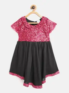 Bella Moda Pink & Black Embellished Dress