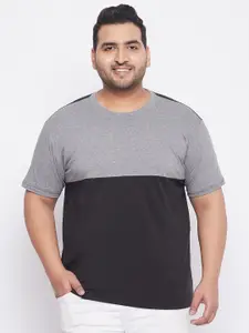 bigbanana Men Black Plus Size Colourblocked T-shirt