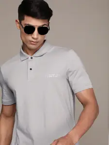 Calvin Klein Jeans Men Grey Solid Polo Collar Applique Slim Fit T-shirt