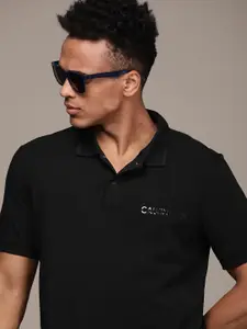 Calvin Klein Jeans Men Black Polo Collar T-shirt