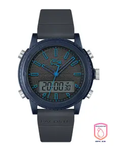Lacoste Men Black Brass Printed Dial & Blue Straps Analogue and Digital Multi Function Watch 2011092