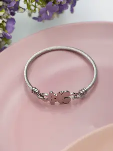 PRITA PRITA Women Silver-Toned Brass Handcrafted Silver-Plated Teddy Bear Bangle-Style Bracelet