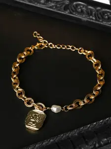 PRITA PRITA Women Gold-Plated Brass Pearls Link Bracelet