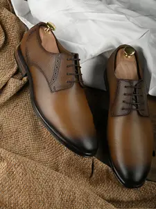San Frissco Men Tan Brown Solid Formal Derbys