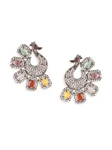 JEWELS GEHNA Multicoloured Peacock Shaped Jhumkas Earrings