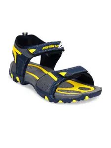 IMPAKTO Men Blue & Yellow Patterned Sports Sandals