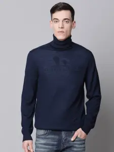 GANT Men Navy Blue Solid Pullover with Fuzzy Detail