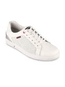 Red Chief Men Off White Perforations Leather Driving Shoes