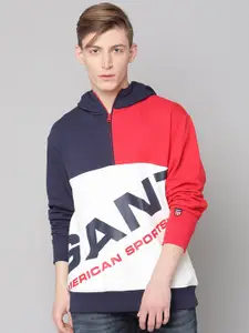 GANT Men Multicoloured Colourblocked Printed Hooded Sweatshirt