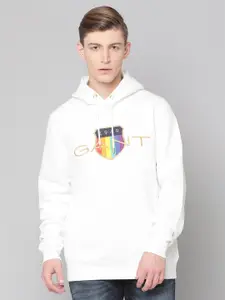 GANT Men White & Gold-Toned Embroidered Cotton Sweatshirt