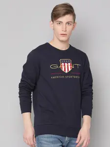 GANT Men Navy Blue Printed Sweatshirt