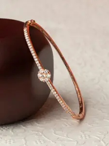 Priyaasi Women Rose Gold Plated Brass American Diamond Bangle-Style Bracelet