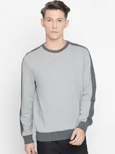 Basics Men Grey Colourblocked Sweatshirt