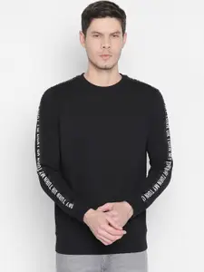 Basics Men Black Solid Sweatshirt