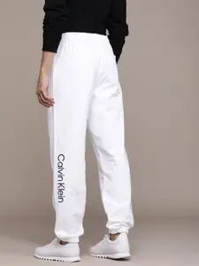 Calvin Klein Jeans Men White Brand Logo Printed Pure Cotton Casual Joggers