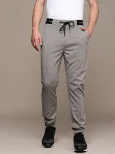 Calvin Klein Jeans Men Grey Melange Solid Track Pants with Brand Logo Seasonal Waistband